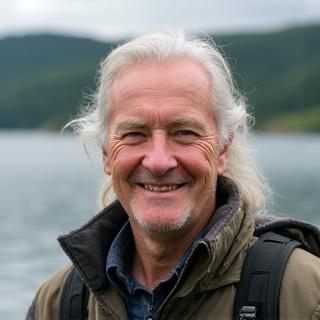 Naturguide med kikkert rundt halsen og et varmt smil