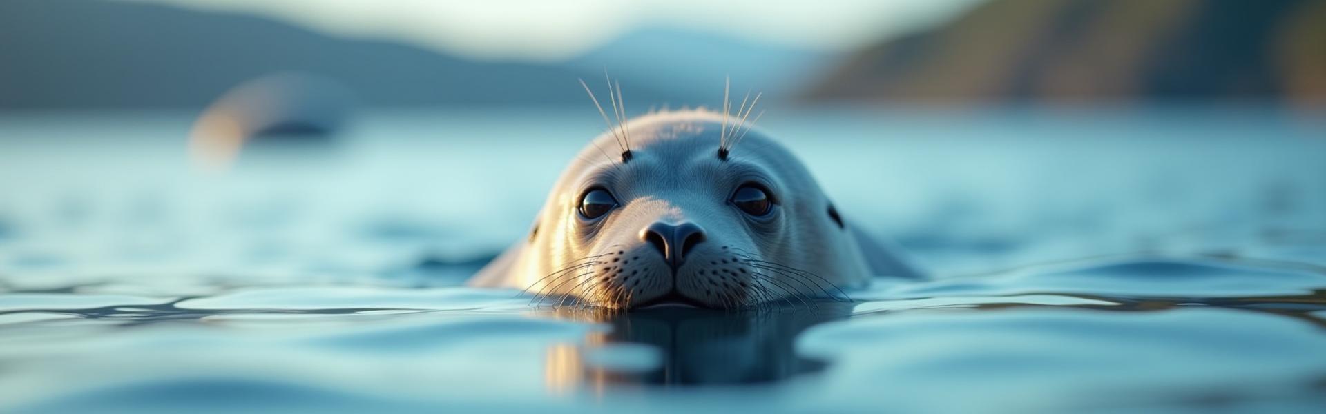Nysgjerrig sel titter opp av vannet i Oslofjorden