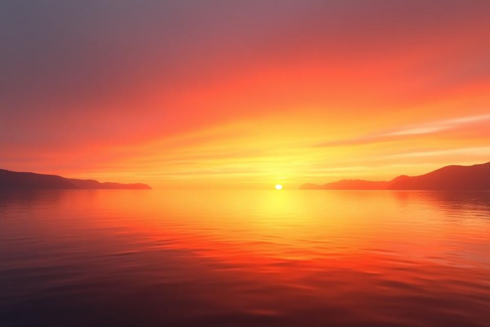 Spektakulær gyllen og oransje himmel over Oslofjorden ved solnedgang.